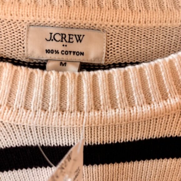 NWT J.Crew wide-hem sweaters ivory antique navy stripe Size Medium - Picture 2 of 7